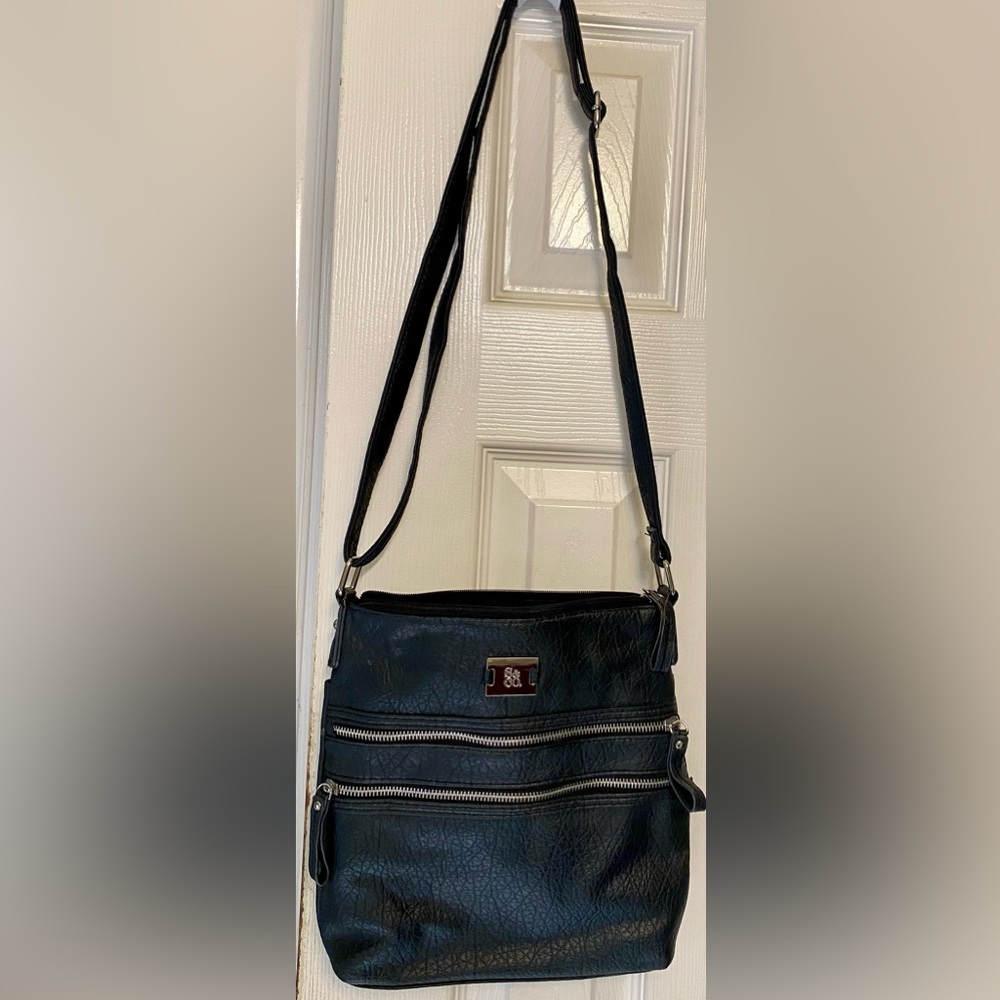 S & CO. Black Crossbody Bag; Embossed; Excellent condition.